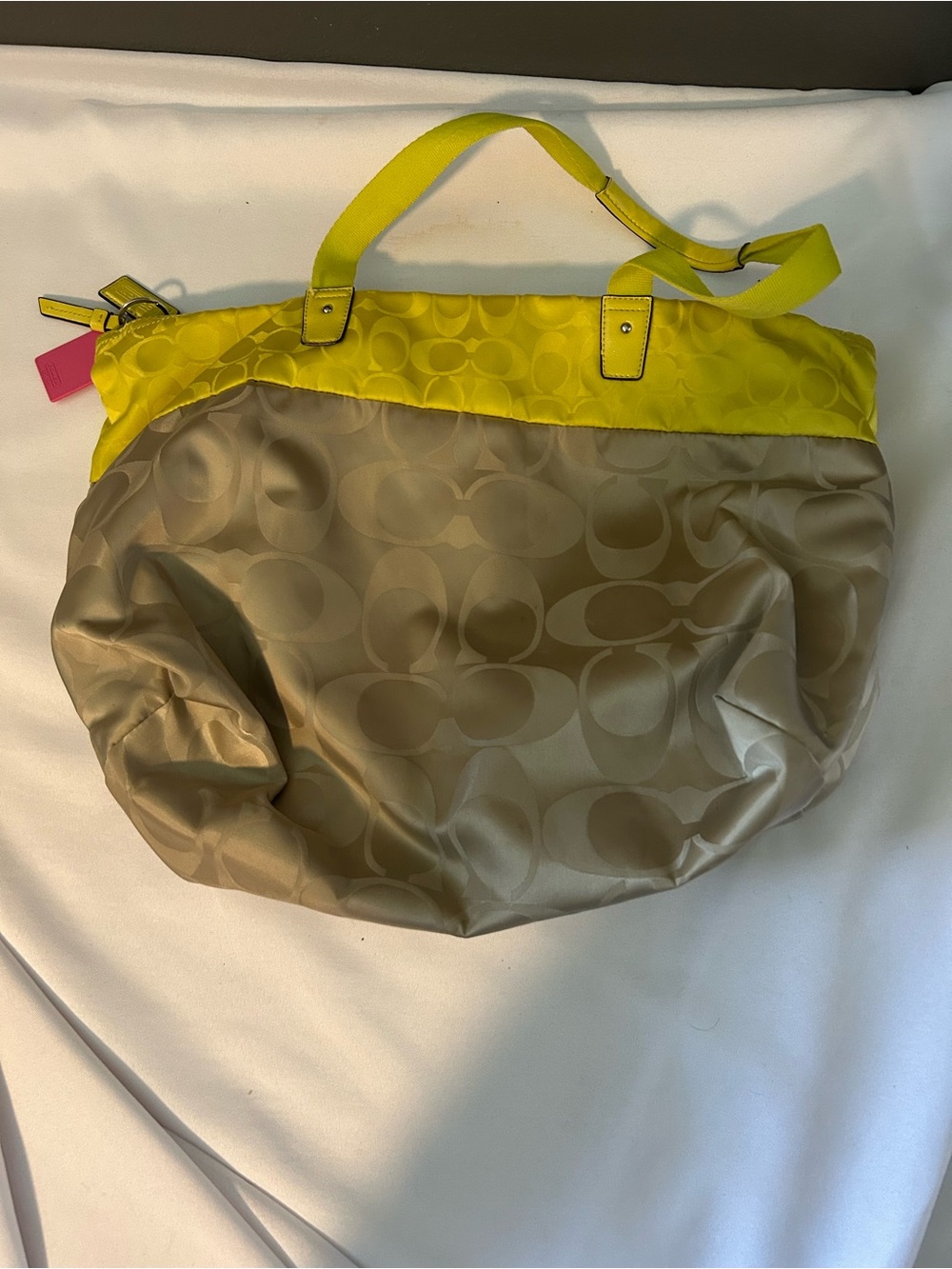 Coach Getaway Weekender Colorblock Signature Nylon Tote in Citrine EUC - Picture 2 of 8